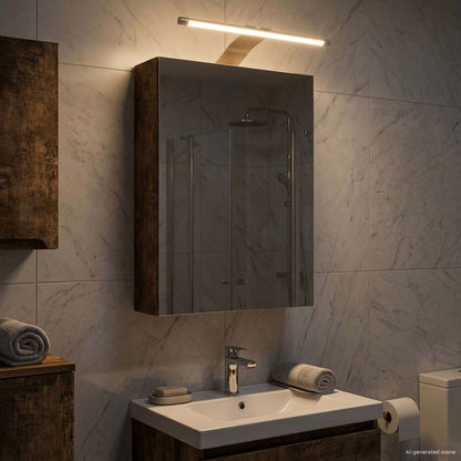 Bathroom Mirror Cabinet with Shelf Smoked Oak 30 x 10.5 x 50 cm