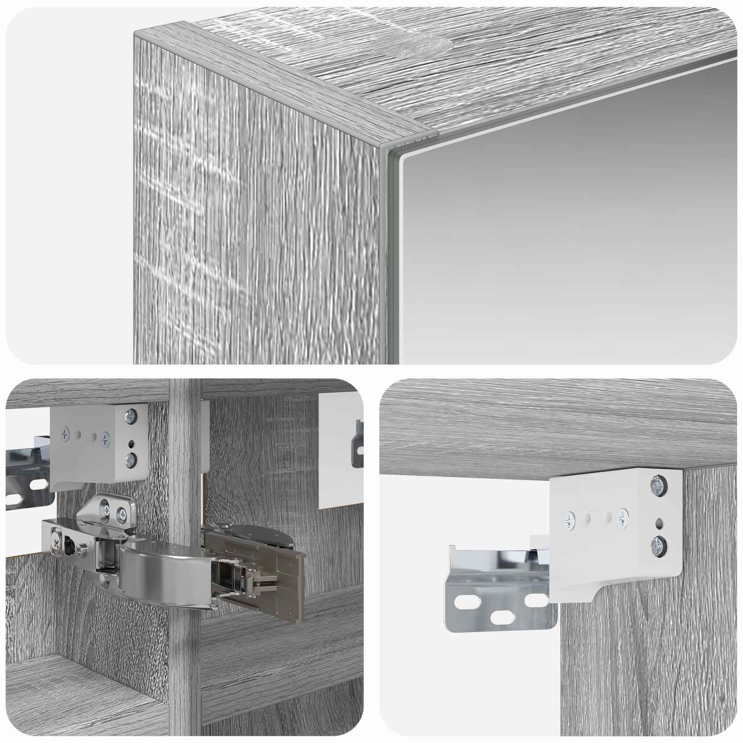 Bathroom Mirror Cabinet with Door Grey Sonoma 30 x 10.5 x 50 cm