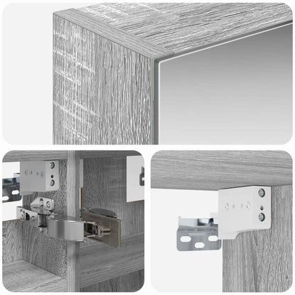 Bathroom Mirror Cabinet with Door Grey Sonoma 30 x 10.5 x 50 cm