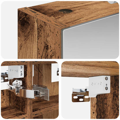 Bathroom Mirror Cabinet with Shelf Old Wood 30 x 10.5 x 50 cm