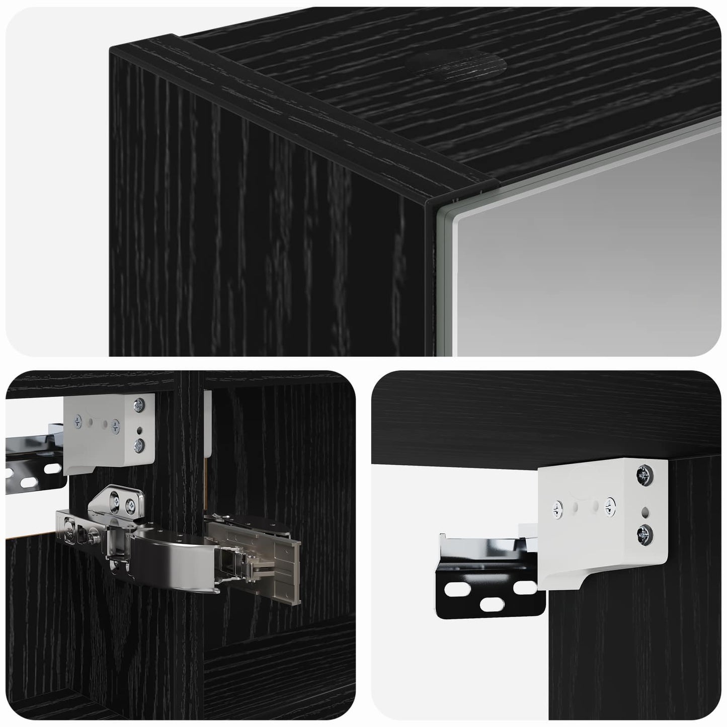 Bathroom Mirror Cabinet with Door Black Oak 40 x 10.5 x 60.5 cm