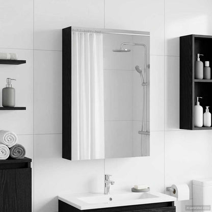 Bathroom Mirror Cabinet with Door Black Oak 40 x 10.5 x 60.5 cm