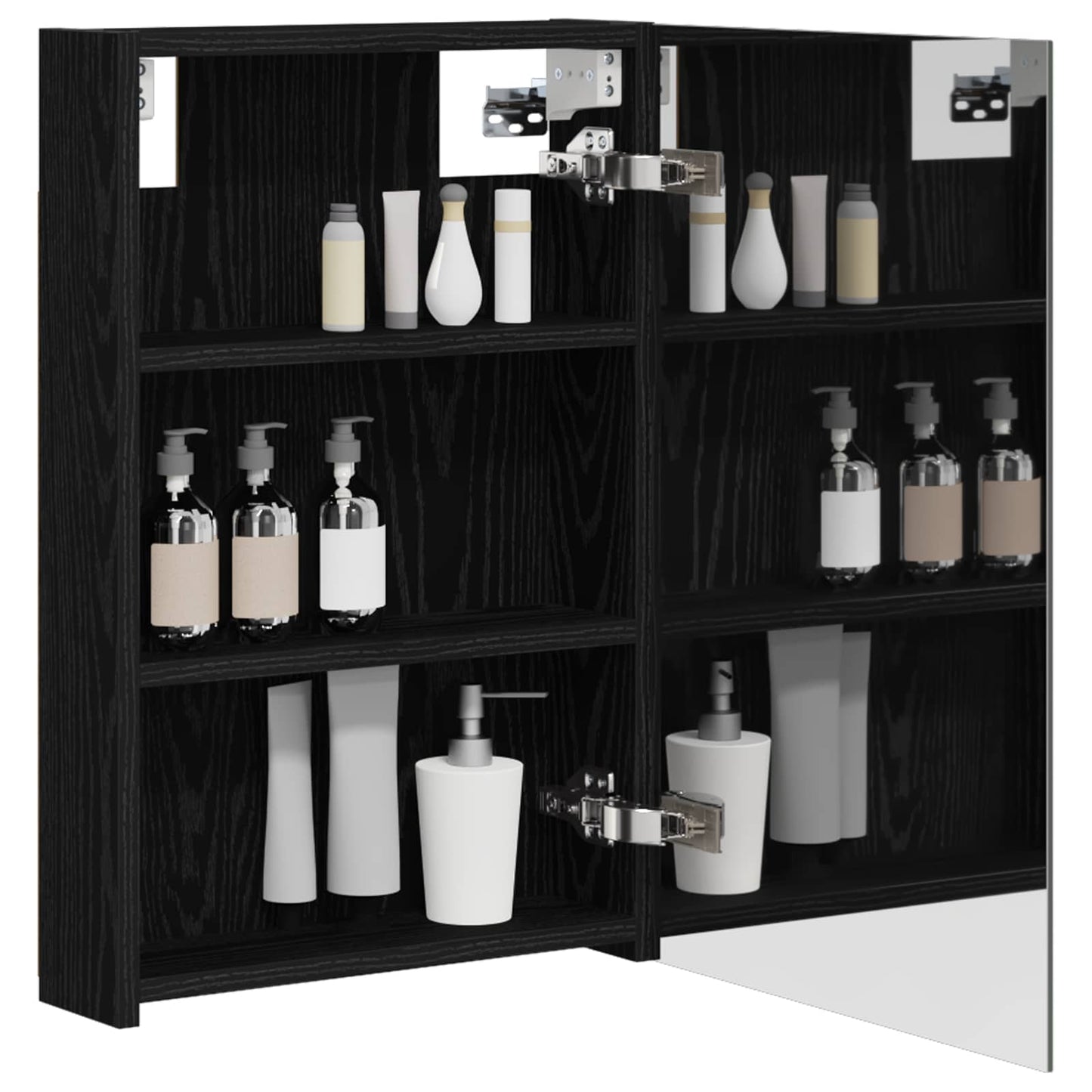 Bathroom Mirror Cabinet with Door Black Oak 40 x 10.5 x 60.5 cm