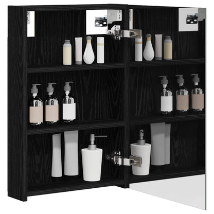 Bathroom Mirror Cabinet with Door Black Oak 40 x 10.5 x 60.5 cm