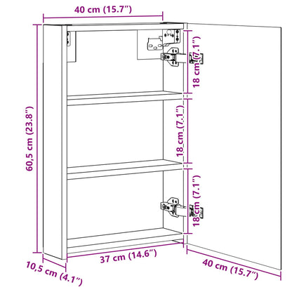 Bathroom Mirror Cabinet Smoked Oak 40 x 10.5 x 60.5 cm