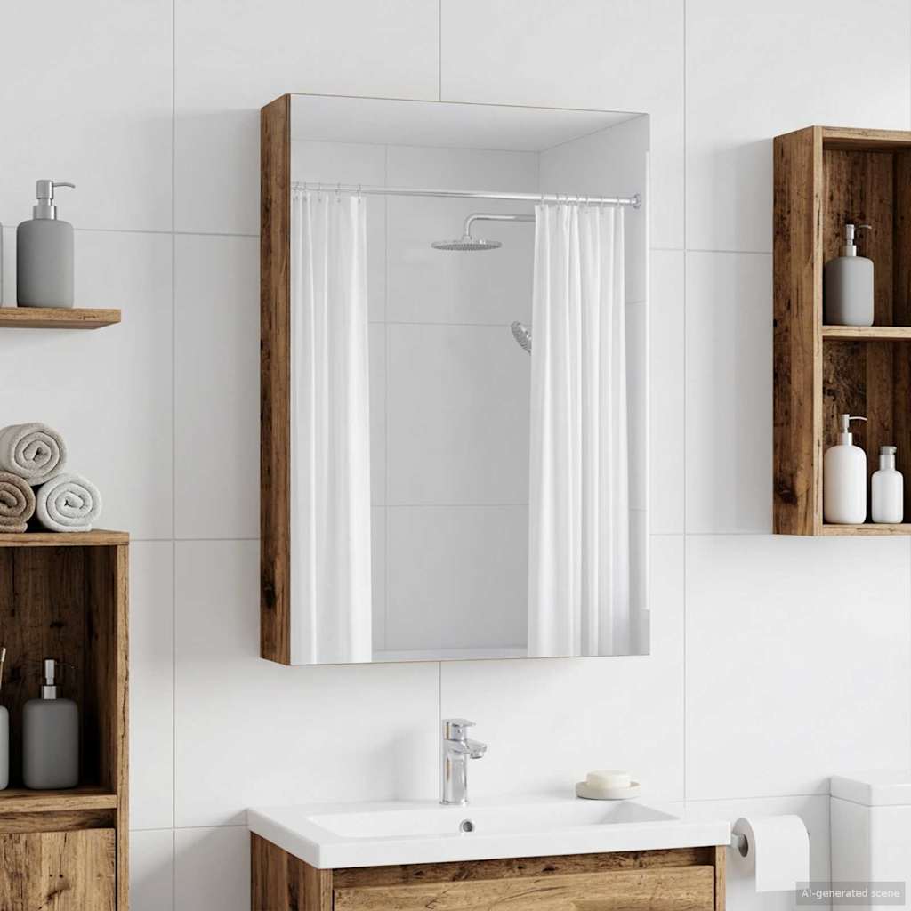 Bathroom Mirror Cabinet with Shelf Old Wood 40 x 10.5 x 60.5 cm
