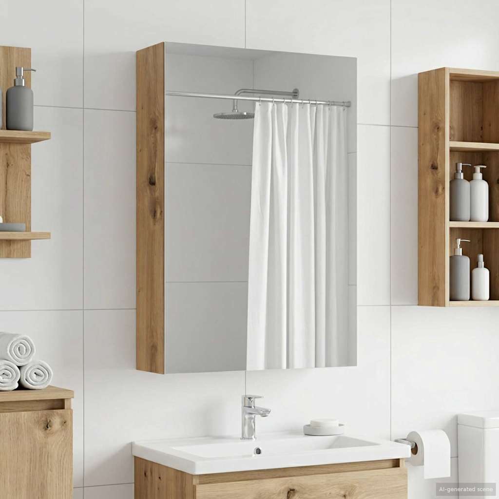 Bathroom Mirror Cabinet Artisan Oak 40 x 10.5 x 60.5 cm