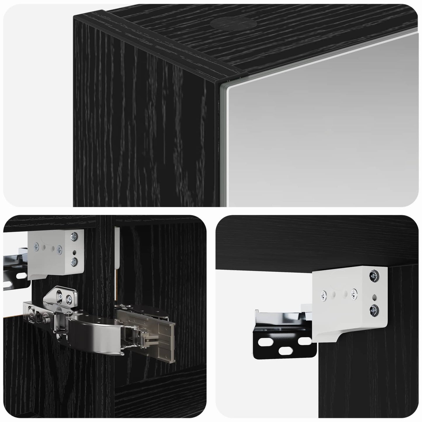 Bathroom Mirror Cabinet with Door Black Oak 40 x 10.5 x 60.5 cm