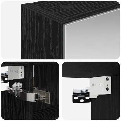 Bathroom Mirror Cabinet with Door Black Oak 40 x 10.5 x 60.5 cm