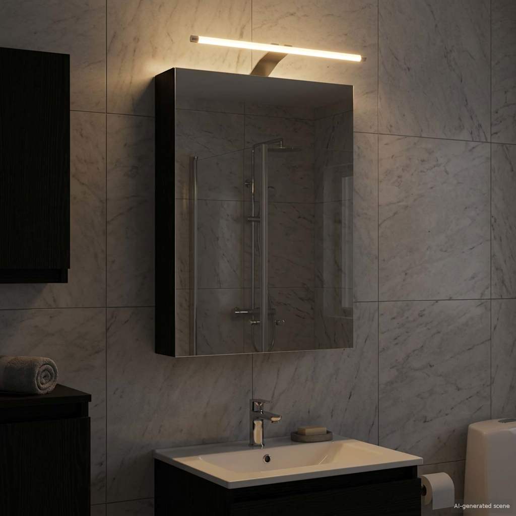 Bathroom Mirror Cabinet with Door Black Oak 40 x 10.5 x 60.5 cm
