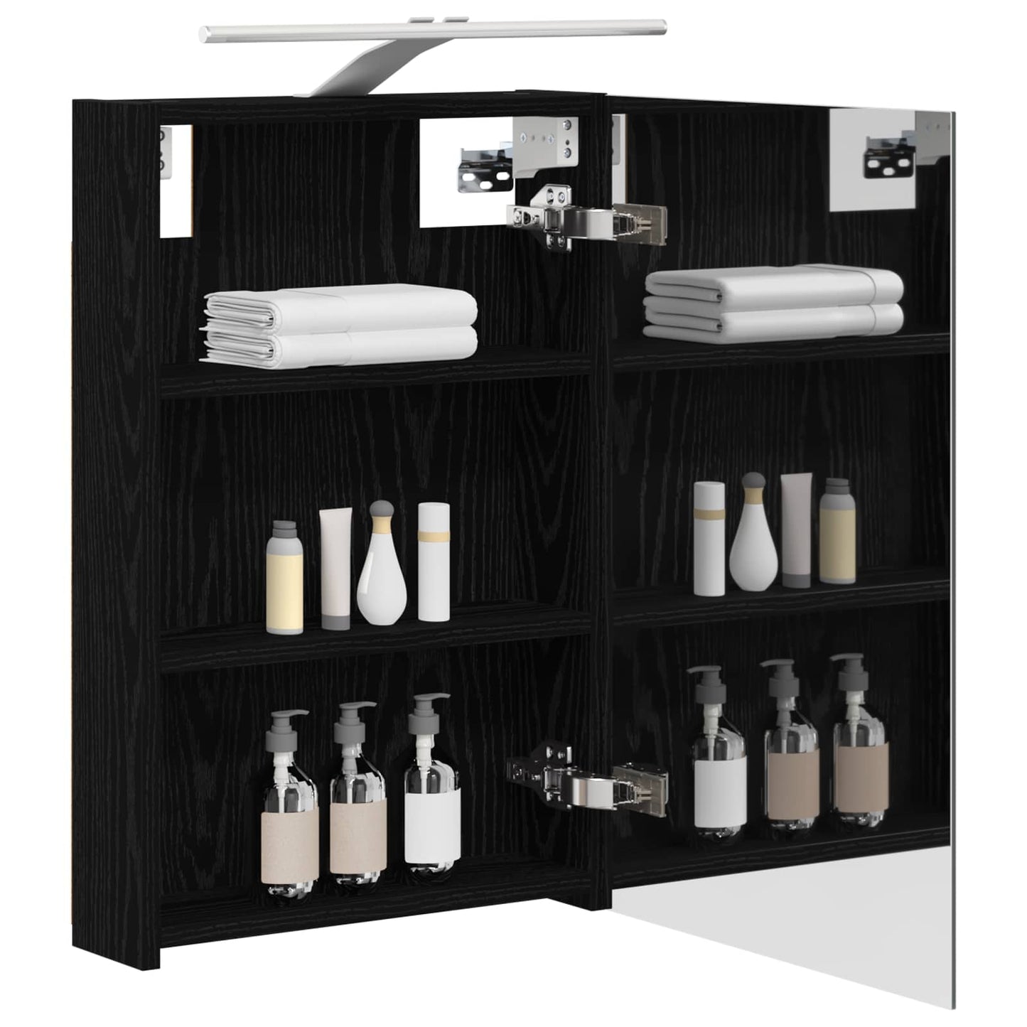 Bathroom Mirror Cabinet with Door Black Oak 40 x 10.5 x 60.5 cm