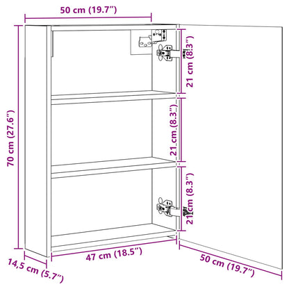 Bathroom Mirror Cabinet White 50 x 14.5 x 70 cm Engineered wood