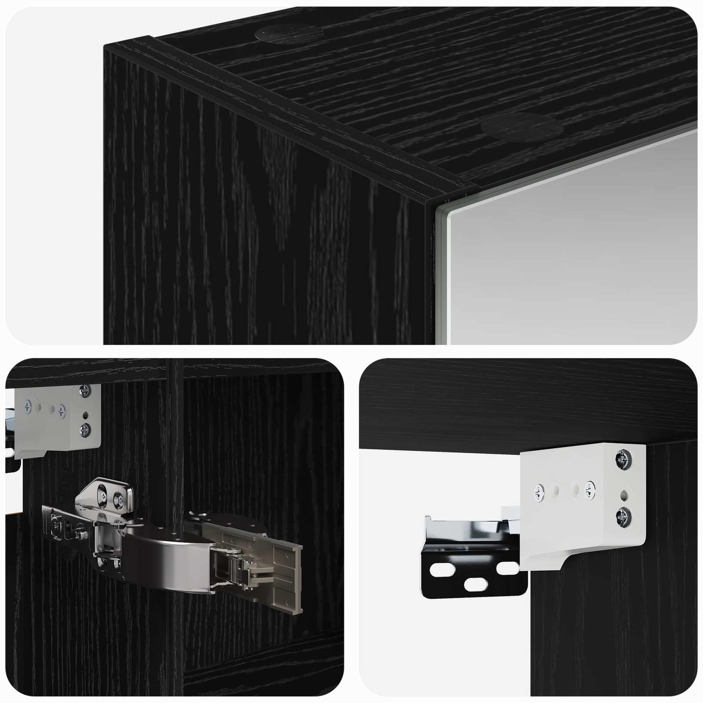 Bathroom Mirror Cabinet with Shelf Black Oak 50 x 14.5 x 70 cm