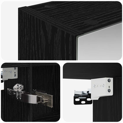 Bathroom Mirror Cabinet with Shelf Black Oak 50 x 14.5 x 70 cm