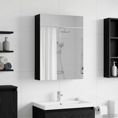Bathroom Mirror Cabinet with Shelf Black Oak 50 x 14.5 x 70 cm