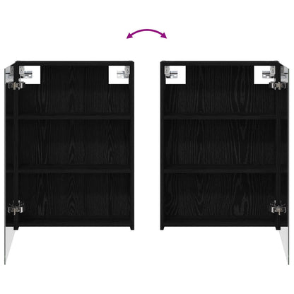 Bathroom Mirror Cabinet with Shelf Black Oak 50 x 14.5 x 70 cm