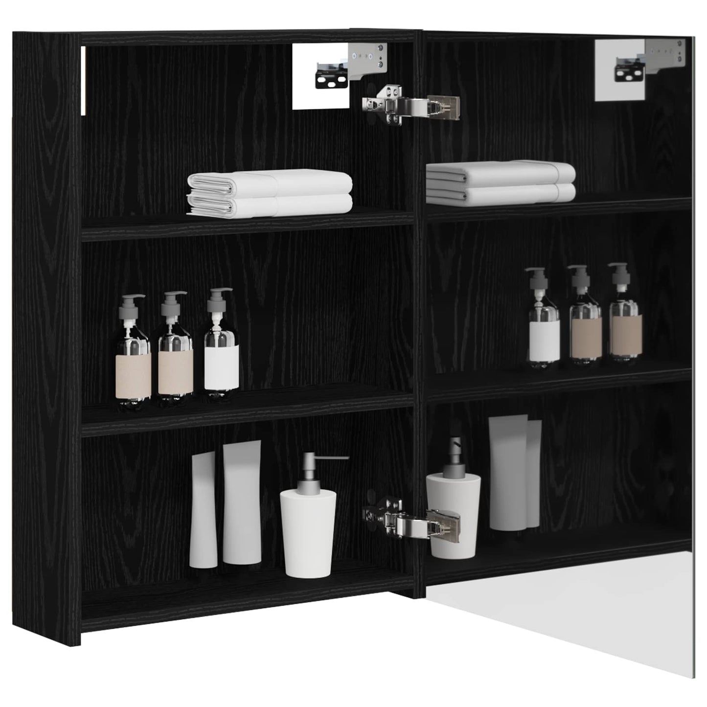 Bathroom Mirror Cabinet with Shelf Black Oak 50 x 14.5 x 70 cm
