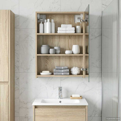 Bathroom Mirror Cabinet with Shelf Sonoma Oak 50 x 14.5 x 70 cm