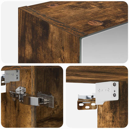 Bathroom Mirror Cabinet with Shelf Smoked Oak 50 x 14.5 x 70 cm