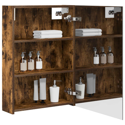 Bathroom Mirror Cabinet with Shelf Smoked Oak 50 x 14.5 x 70 cm