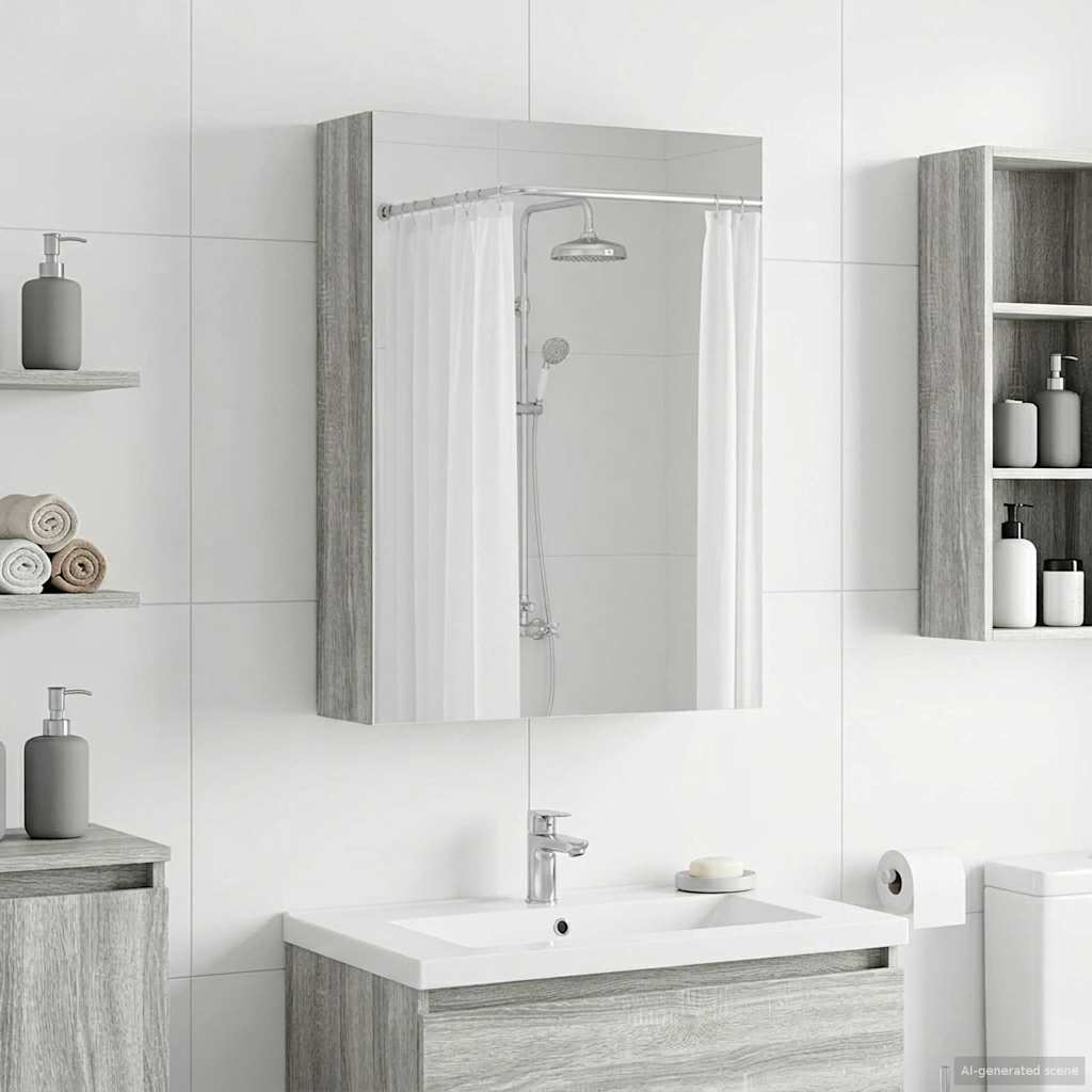 Bathroom Mirror Cabinet with Door Grey Sonoma 50 x 14.5 x 70 cm