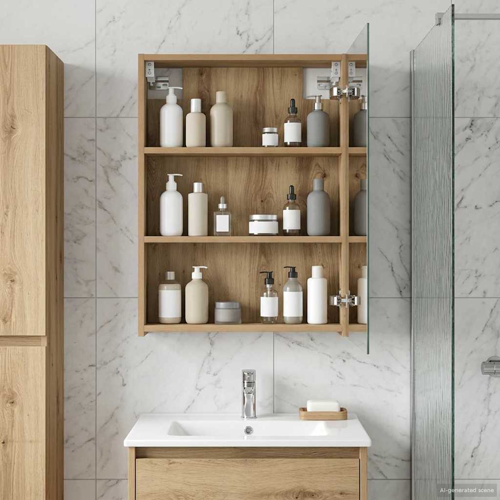Bathroom Mirror Cabinet Artisan Oak 50 x 14.5 x 70 cm