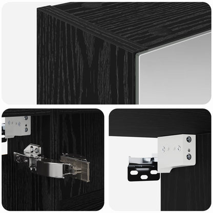 Bathroom Mirror Cabinet with Shelf Black Oak 50 x 14.5 x 70 cm