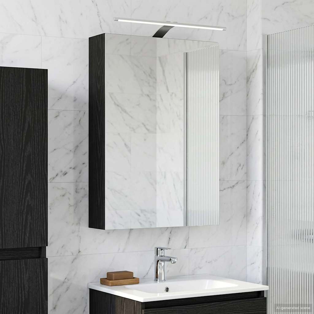 Bathroom Mirror Cabinet with Shelf Black Oak 50 x 14.5 x 70 cm