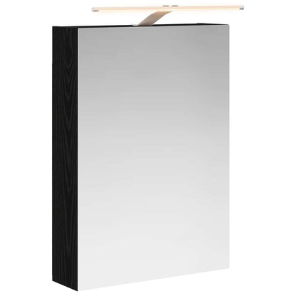 Bathroom Mirror Cabinet with Shelf Black Oak 50 x 14.5 x 70 cm