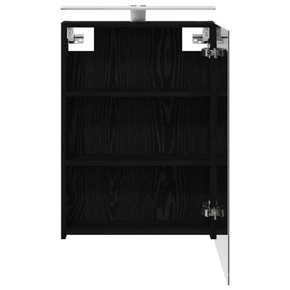 Bathroom Mirror Cabinet with Shelf Black Oak 50 x 14.5 x 70 cm