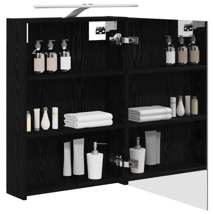 Bathroom Mirror Cabinet with Shelf Black Oak 50 x 14.5 x 70 cm