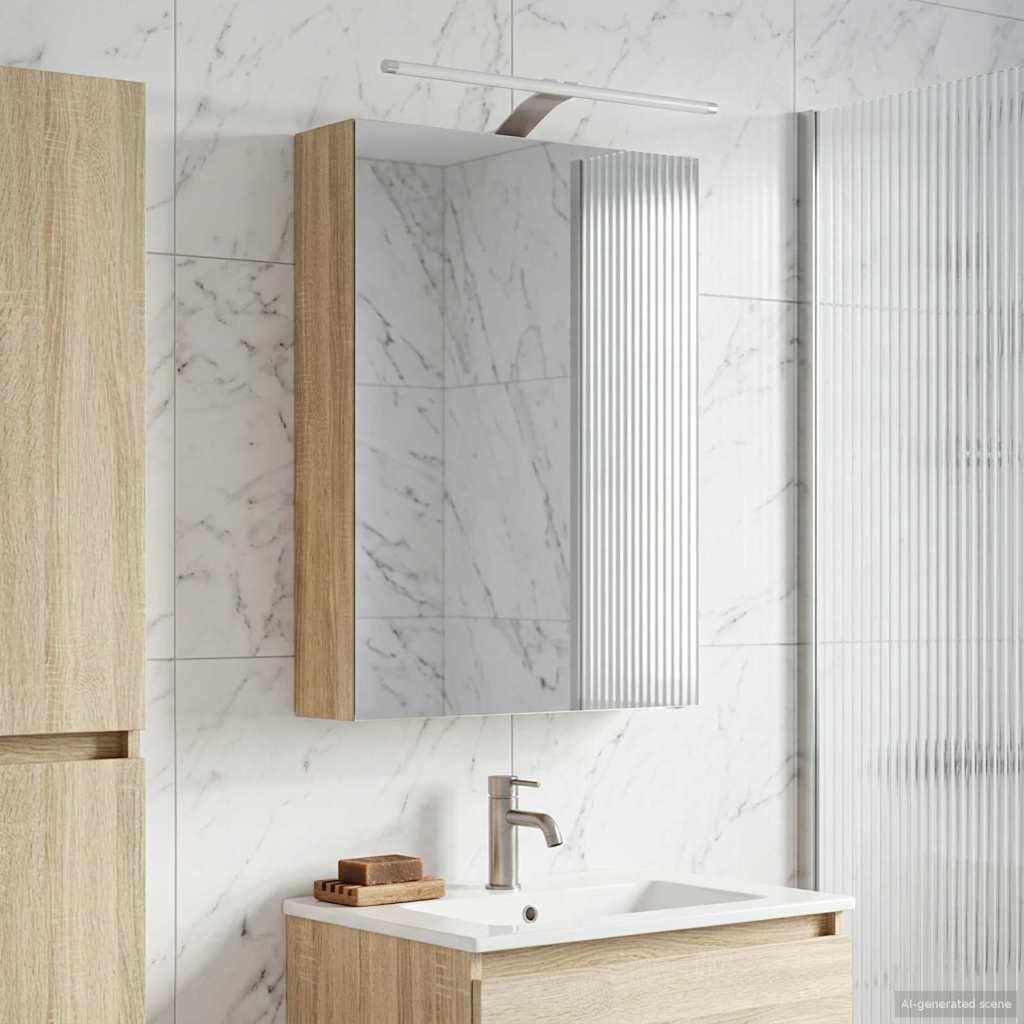 Bathroom Mirror Cabinet with Shelf Sonoma Oak 50 x 14.5 x 70 cm