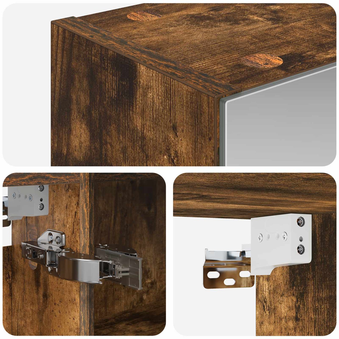 Bathroom Mirror Cabinet with Shelf Smoked Oak 50 x 14.5 x 70 cm