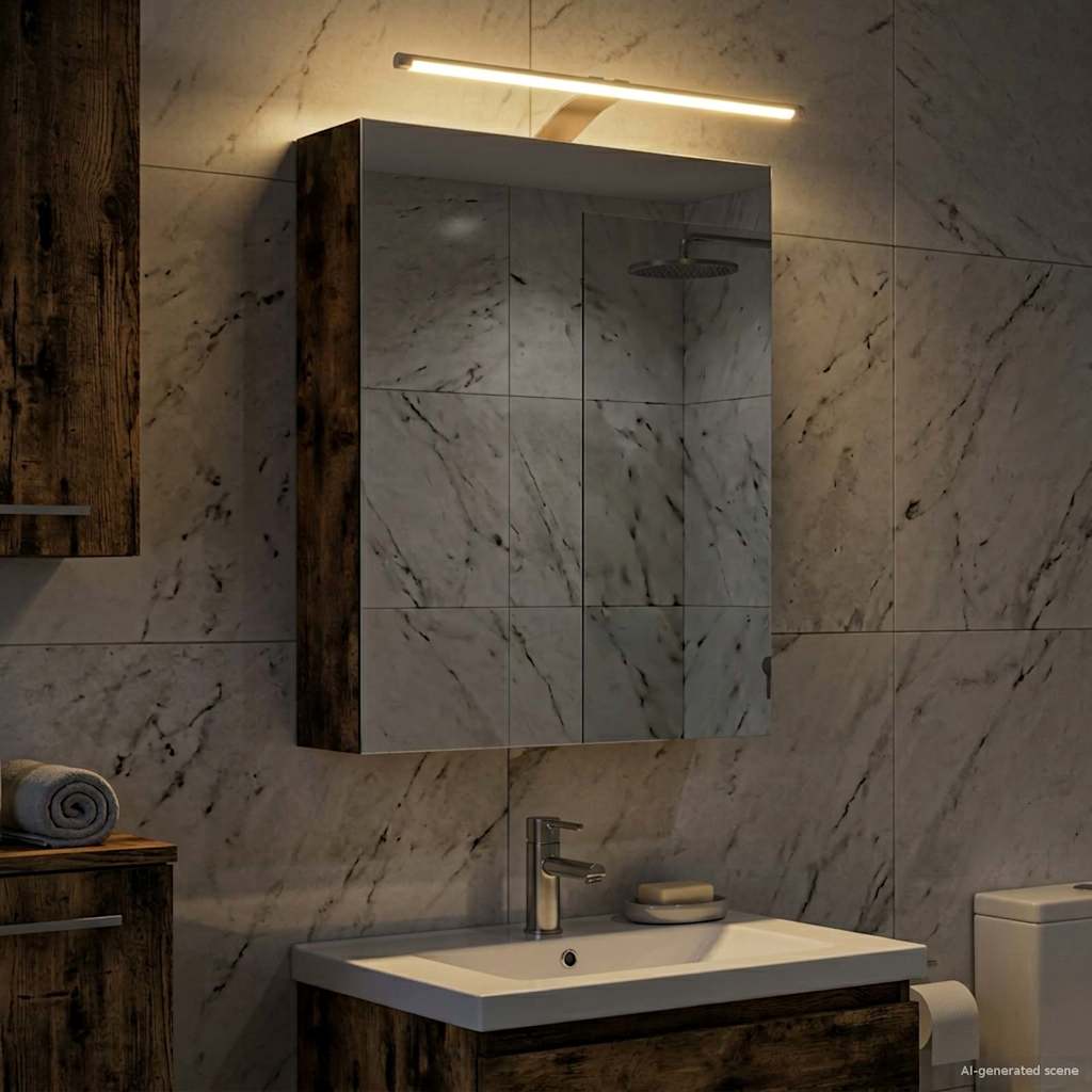 Bathroom Mirror Cabinet with Shelf Smoked Oak 50 x 14.5 x 70 cm