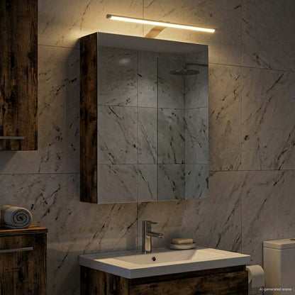 Bathroom Mirror Cabinet with Shelf Smoked Oak 50 x 14.5 x 70 cm
