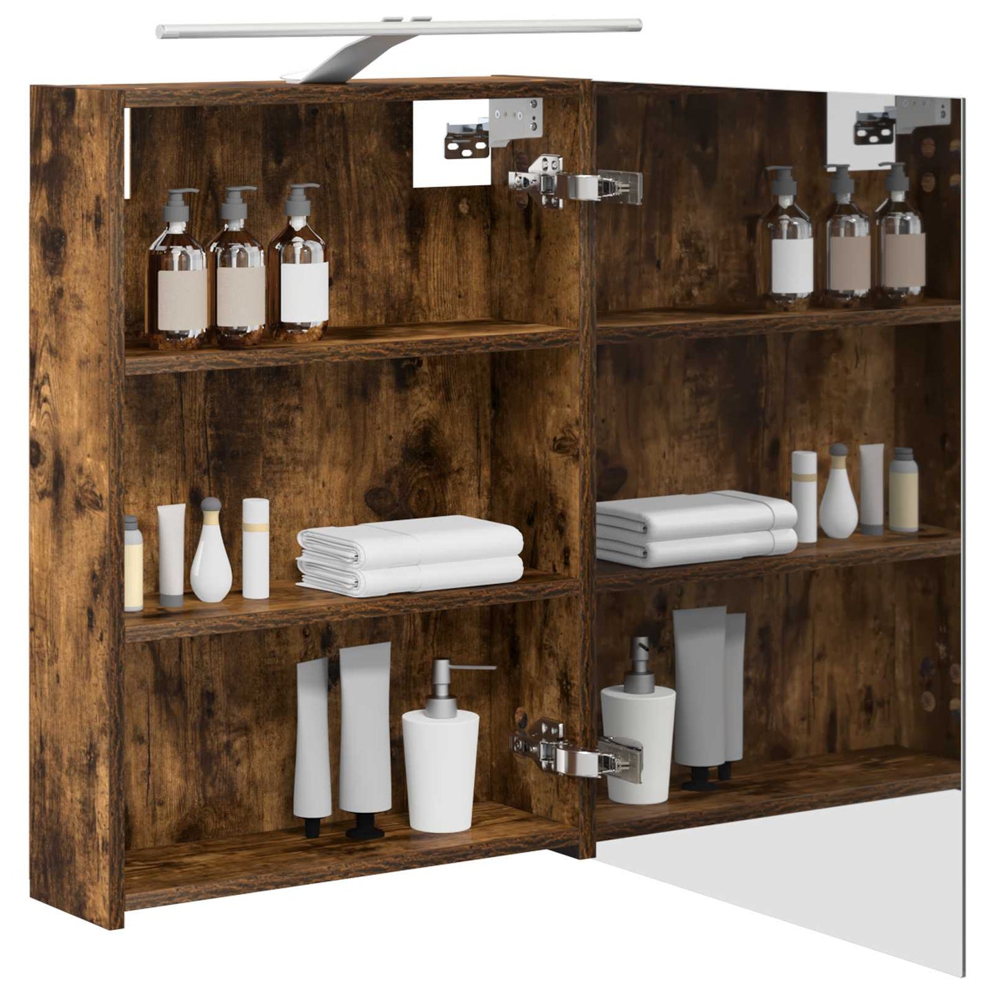 Bathroom Mirror Cabinet with Shelf Smoked Oak 50 x 14.5 x 70 cm