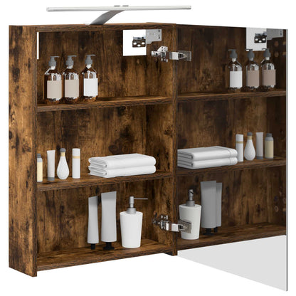 Bathroom Mirror Cabinet with Shelf Smoked Oak 50 x 14.5 x 70 cm