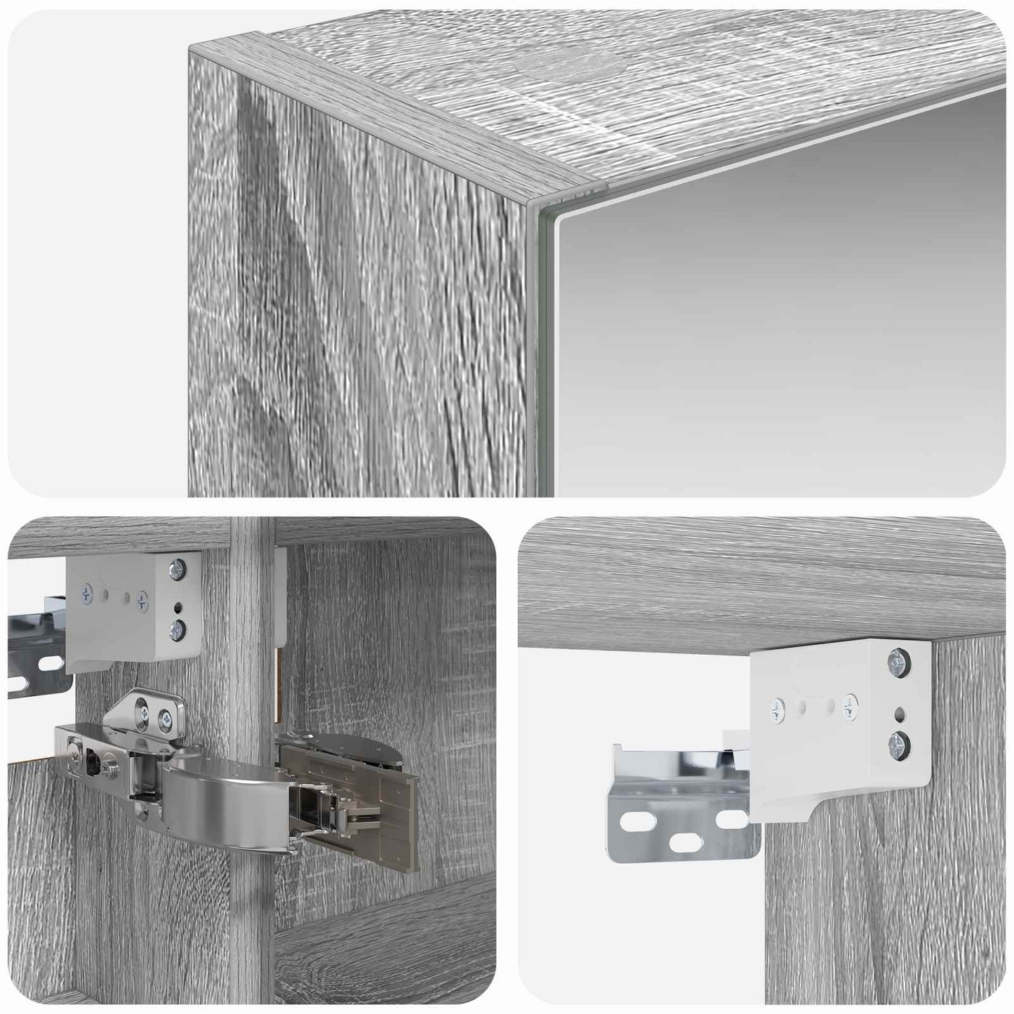 Bathroom Mirror Cabinet with Door Grey Sonoma 50 x 14.5 x 70 cm