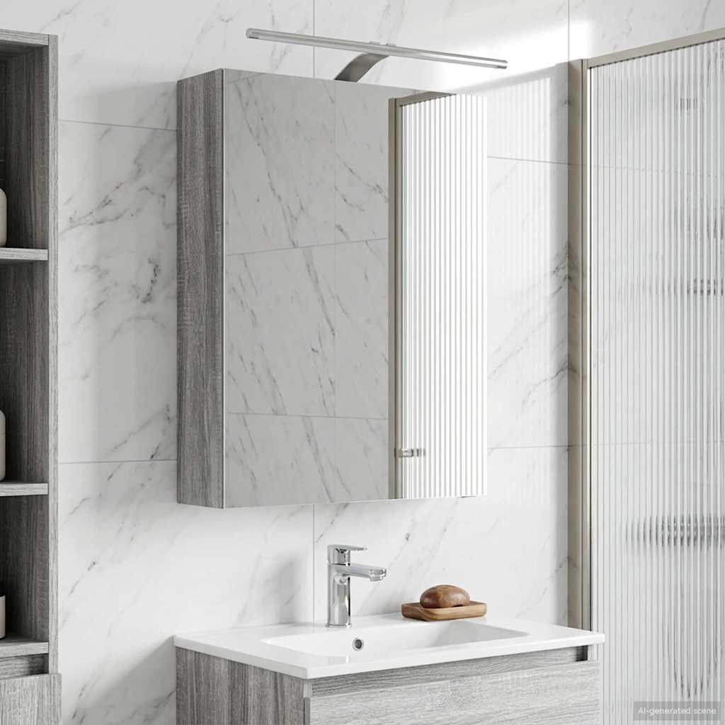 Bathroom Mirror Cabinet with Door Grey Sonoma 50 x 14.5 x 70 cm