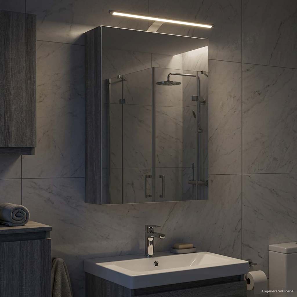 Bathroom Mirror Cabinet with Door Grey Sonoma 50 x 14.5 x 70 cm