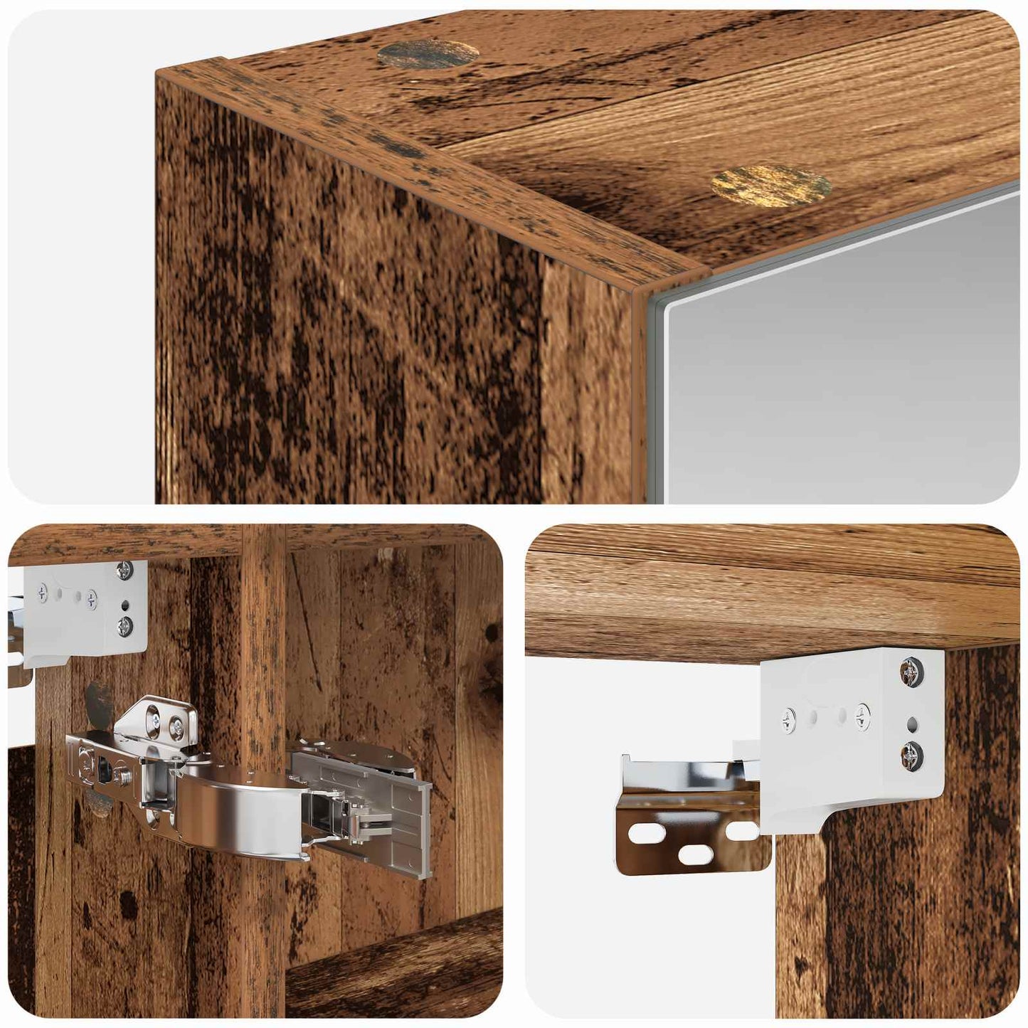 Bathroom Mirror Cabinet with Shelf Old Wood 50 x 14.5 x 70 cm