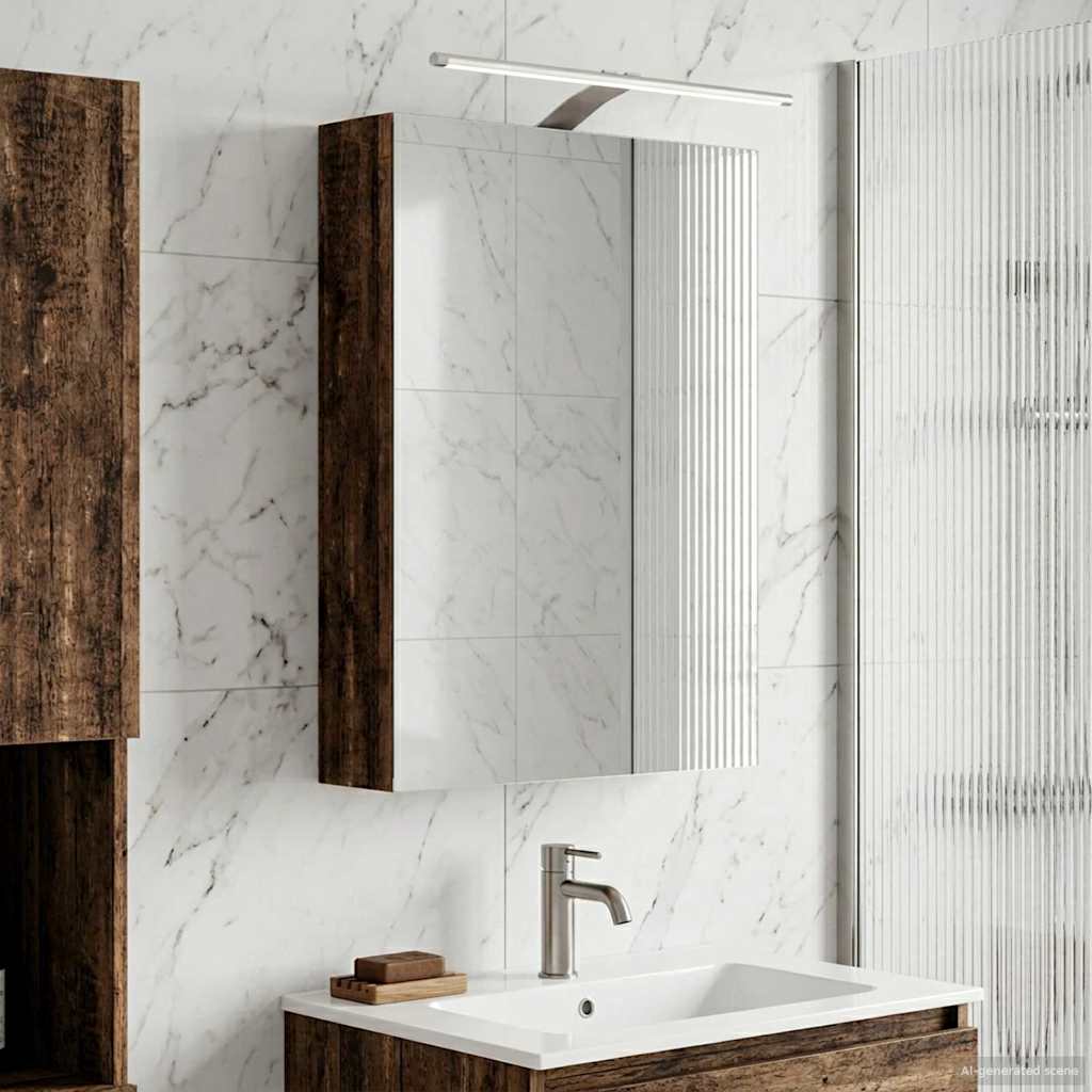 Bathroom Mirror Cabinet with Shelf Old Wood 50 x 14.5 x 70 cm