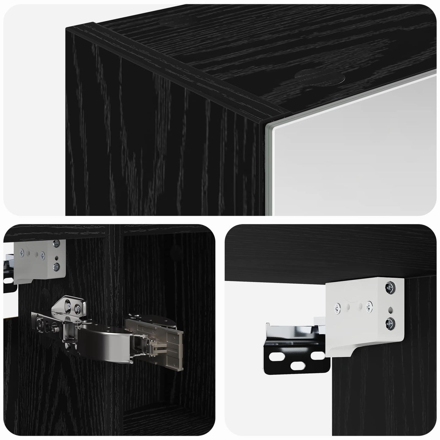 Bathroom Mirror Cabinet with Shelf Black Oak 60 x 14.5 x 70 cm