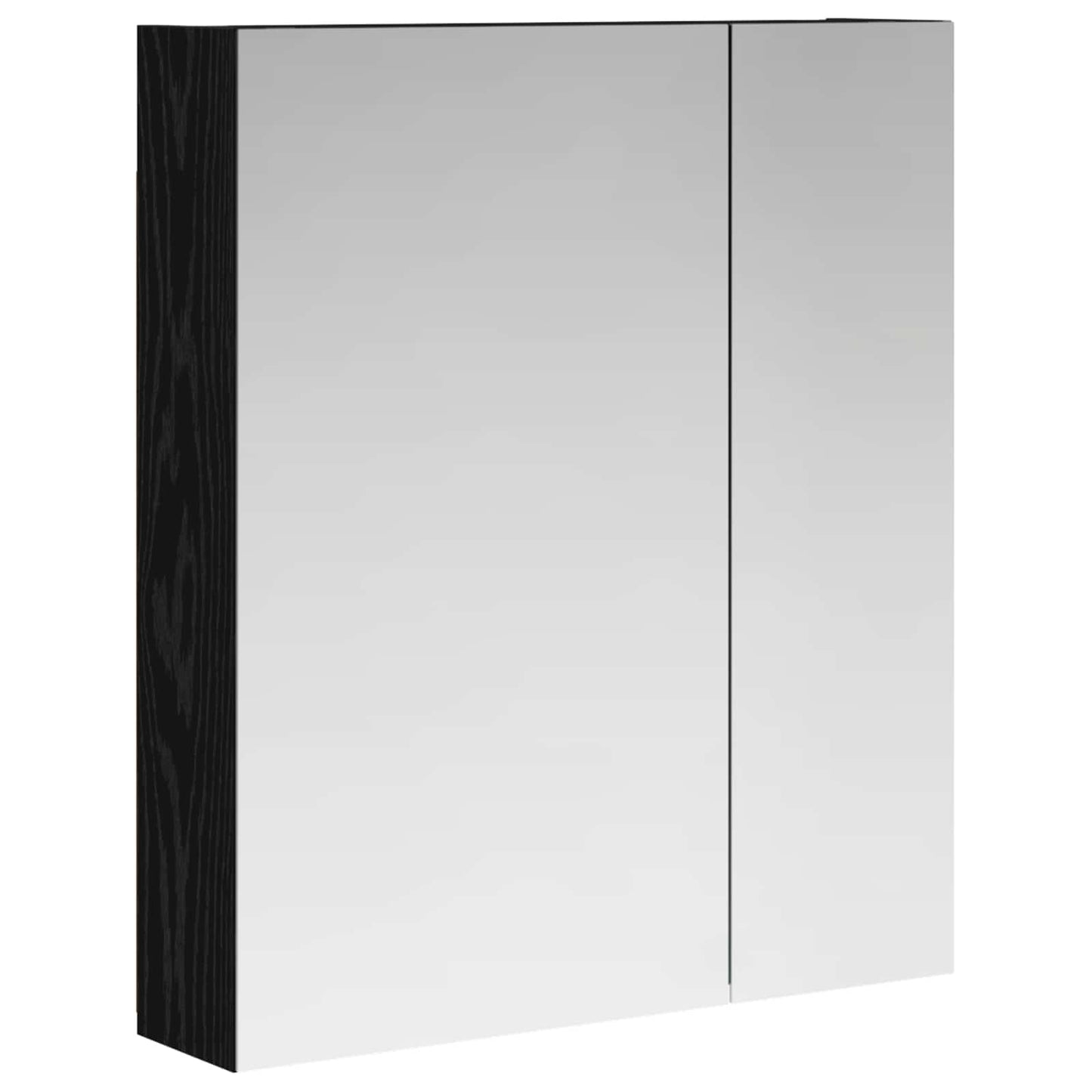 Bathroom Mirror Cabinet with Shelf Black Oak 60 x 14.5 x 70 cm