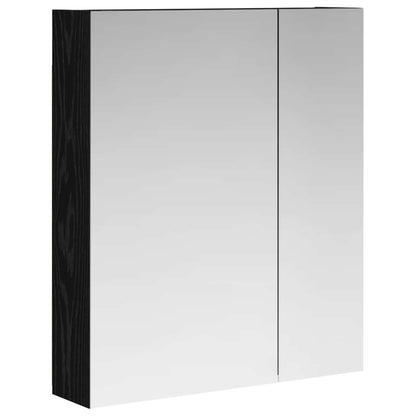 Bathroom Mirror Cabinet with Shelf Black Oak 60 x 14.5 x 70 cm