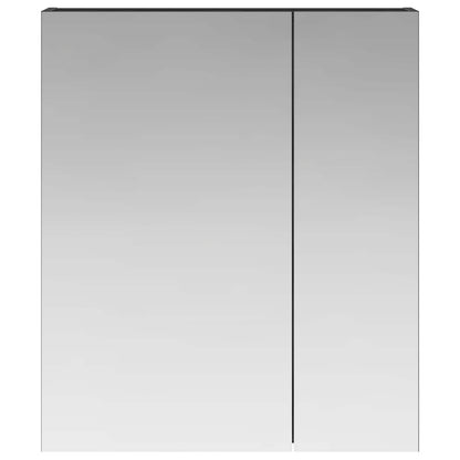 Bathroom Mirror Cabinet with Shelf Black Oak 60 x 14.5 x 70 cm