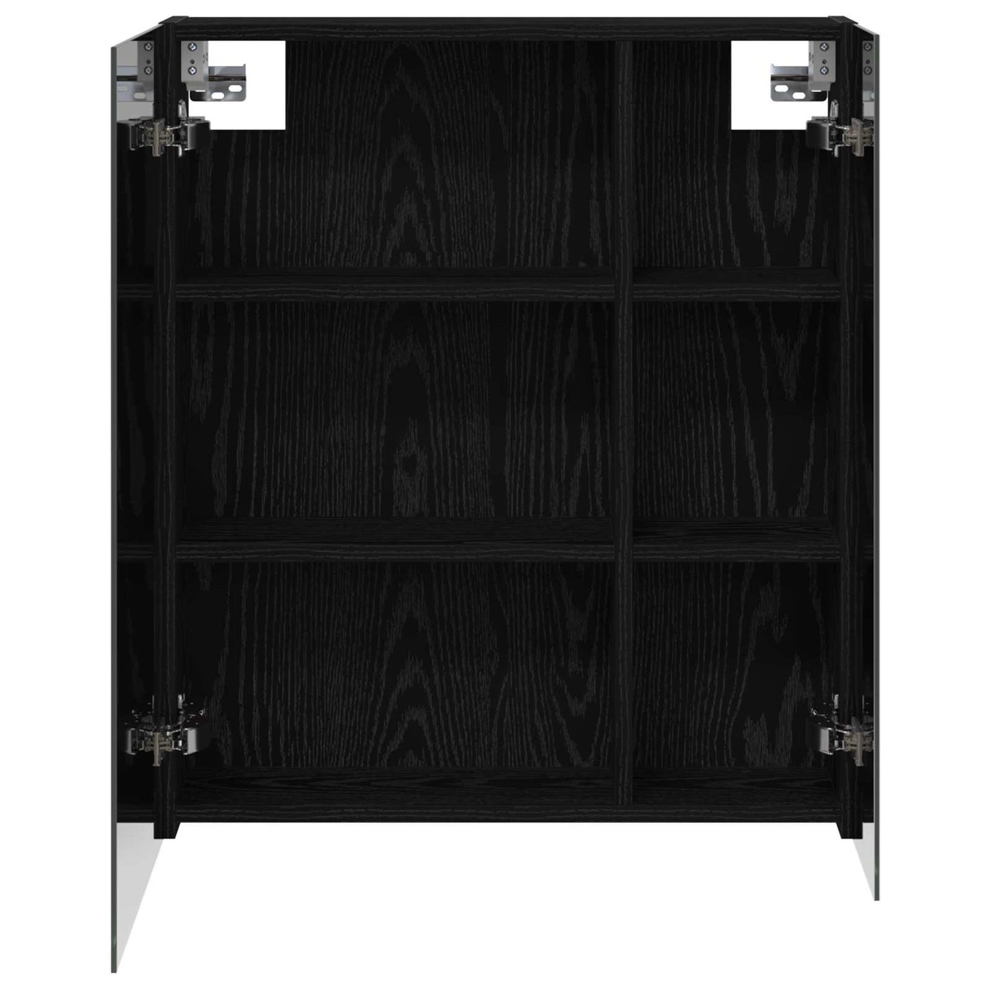 Bathroom Mirror Cabinet with Shelf Black Oak 60 x 14.5 x 70 cm