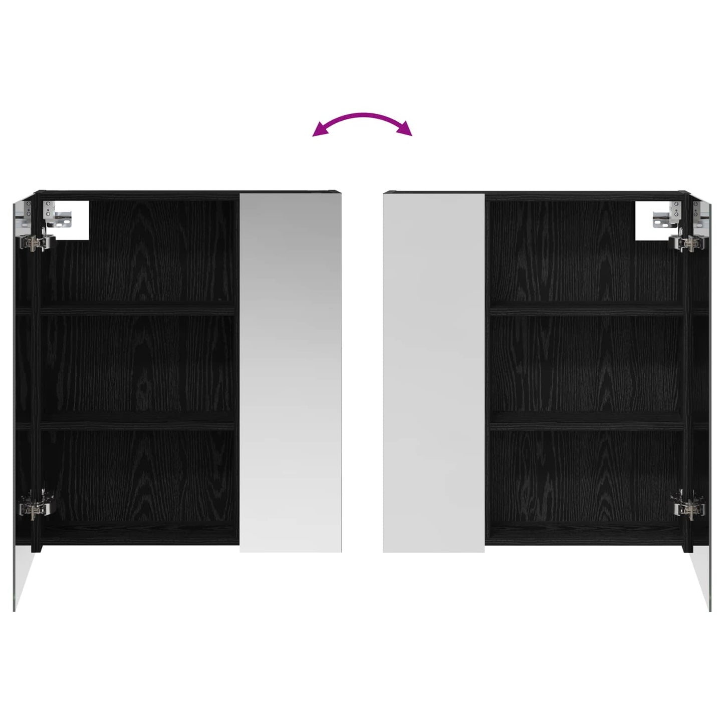 Bathroom Mirror Cabinet with Shelf Black Oak 60 x 14.5 x 70 cm