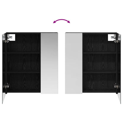 Bathroom Mirror Cabinet with Shelf Black Oak 60 x 14.5 x 70 cm