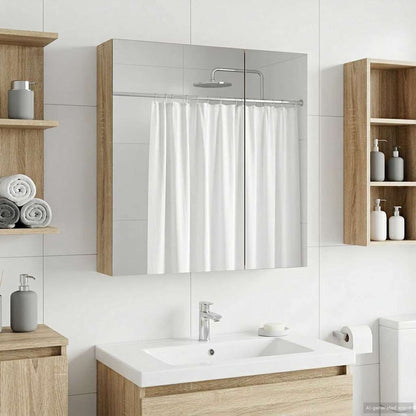 Bathroom Mirror Cabinet with Shelf Sonoma Oak 60 x 14.5 x 70 cm